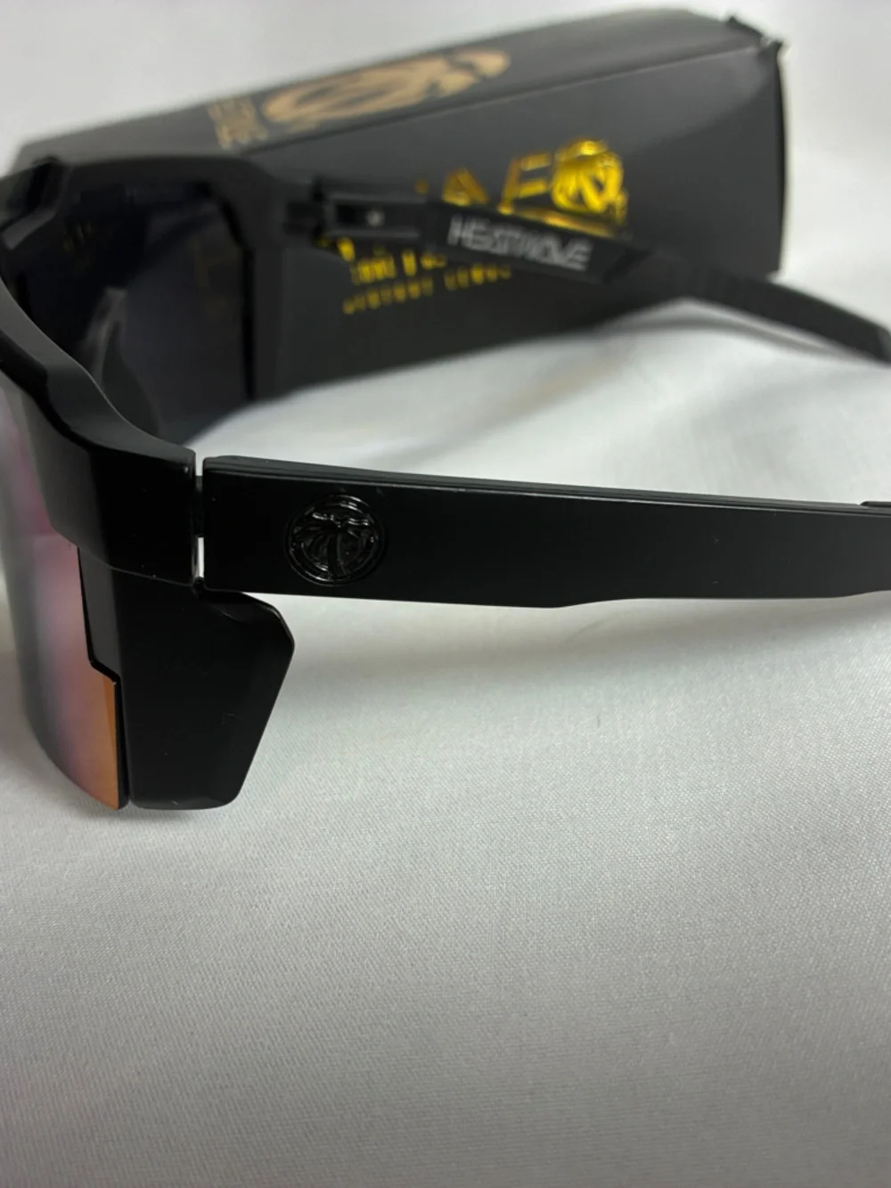 Heatwave Mirrored Shield Sunglasses - Black with Multicolor Iridescent Lens